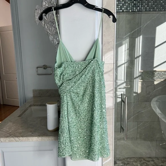 ALICE + OLIVIA CELESTINE EMBROIDERED WRAP DRAPED MINI DRESS - Picture 10 of 15